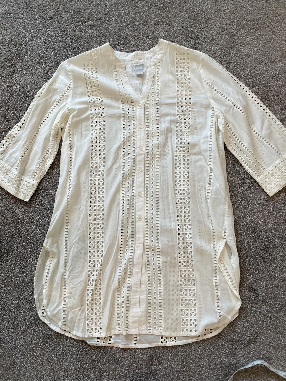 Chico's Cream Button-Front Tunic